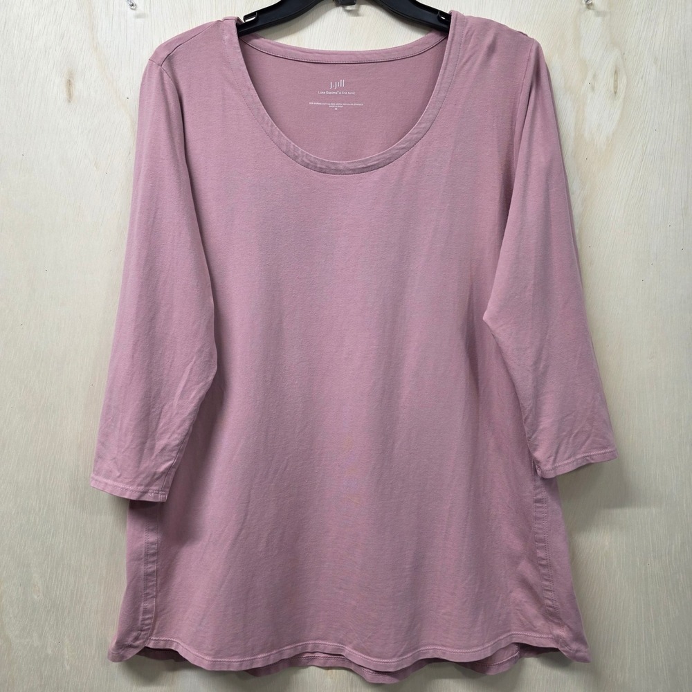 J. Jill Luxe Supima A-Line Tunic Pink 3/4 Sleeve Scoop Neck Top Size M